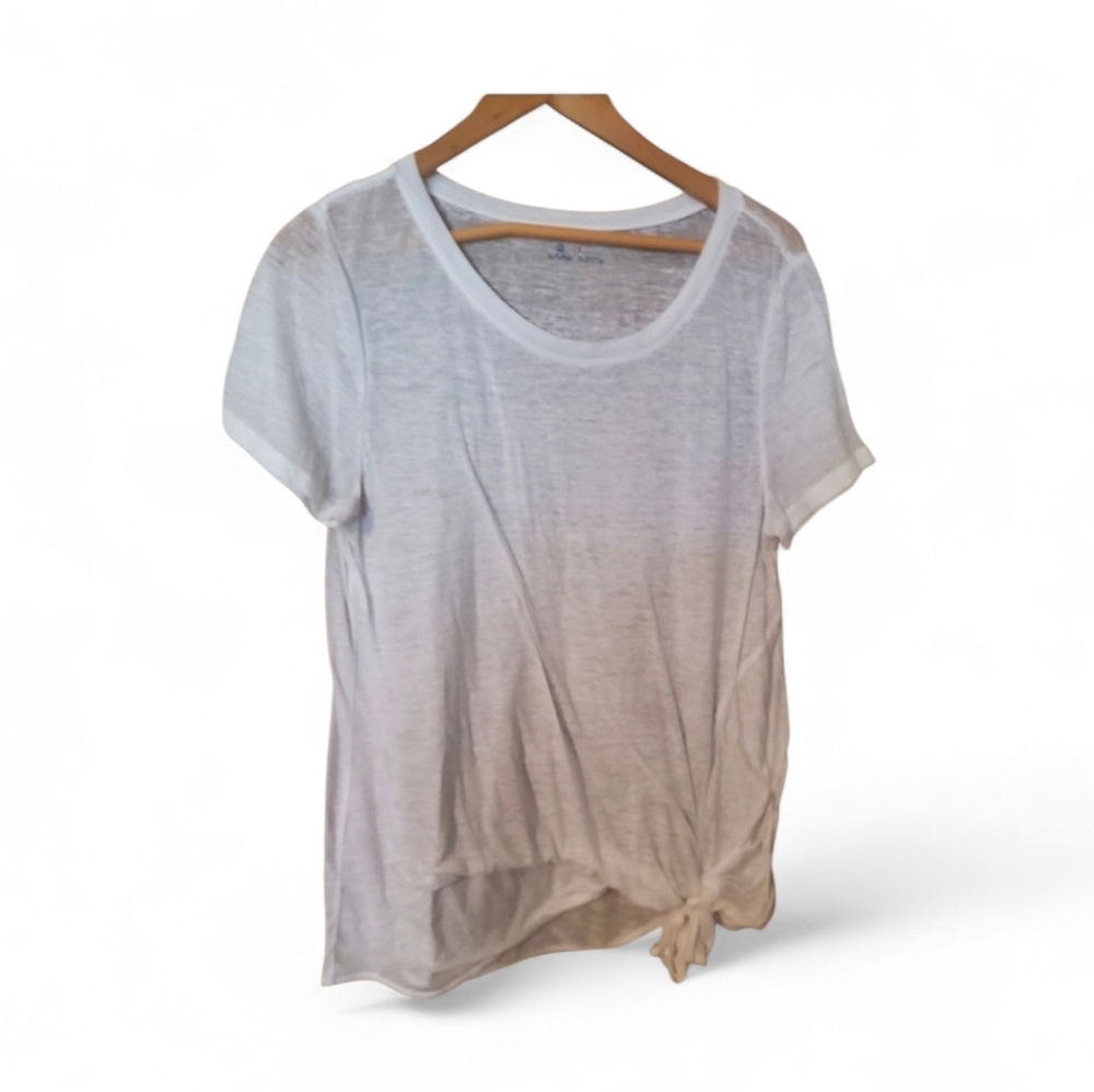 SUSINA Burnout White Tie Front Shirt - Large